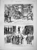 Original Old Antique Print 1893 Seaside Trippers Indian Highway Bombay Tiger Ox