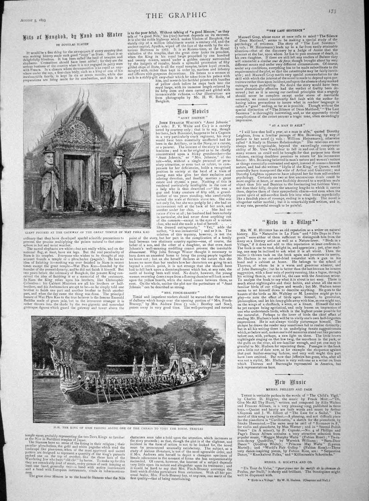 Original Old Antique Print 1893 Bangkok King Siam Temple Wat Kao Tornado 19th