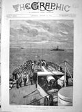 Original Old Antique Print 1893 Navy Manoeuvres Red Fleet Service Blenheim Ship