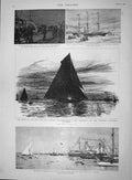 Original Old Antique Print 1893 Duke York Cowes Ship Neptune Britannia Satanita