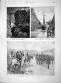 Original Old Antique Print 1893 Corinth Canal Aldershot Duke Connaught Wood War