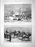 Original Old Antique Print 1893 Yeomanry Cavalry Egyptian Ship Fayoum Amphion
