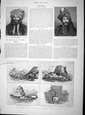 Original Old Antique Print 1893 Khan Khelat City Son Tomb Cemetery Miri Palace