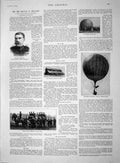Original Old Antique Print 1893 Colonel Templer Military Balloon Harness Horses