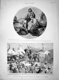 Old Antique Print 1893 Holy Family Indian Fair Elephant Bazaar Sonepore 19th