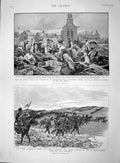 Old Antique Print 1893 Coal Miners Strike Castleford German Emperor War 19th