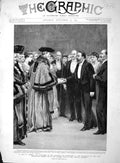 Original Old Antique Print 1893 Zola London Guildhall Lord Mayor Journalists