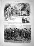 Original Old Antique Print 1893 Military Manoeuvres Siers Grundy Sowing Theatre