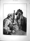 Original Old Antique Print 1893 Scene Spanish Tavern Salamanca Men C Victorian