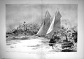 Old Antique Print 1893 Yacht Sailing Race America Cup Boats Sport Wyllie 19th
