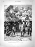 Original Old Antique Print 1893 Friends Mashonaland British Occupation Camp