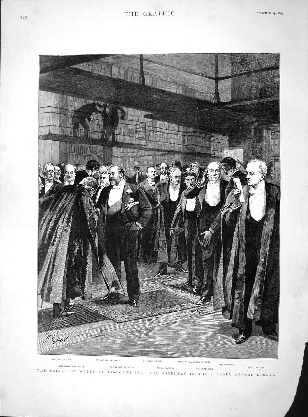 Old Antique Print 1893 Prince Wales Morley Siam Gladstone Balfour Paget 19th