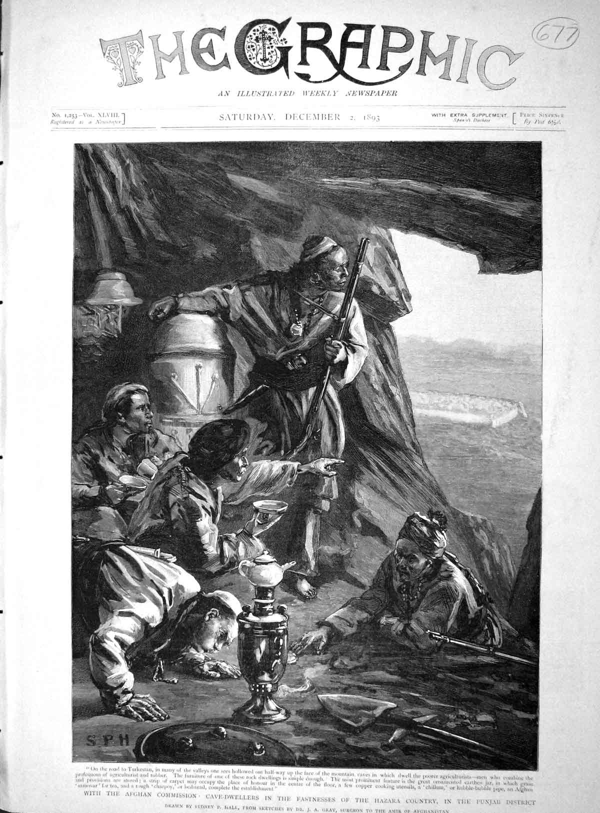 Original Old Antique Print 1893 Afghan Cave Dwellers Fastnesses Hazara Punjab