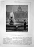 Original Old Antique Print 1893 Caught Fishing Trafalgar Square Boy Fountain