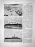 Old Antique Print 1893 Craigenroan Harbour Moray Forth Ship Forte Umberto 19th