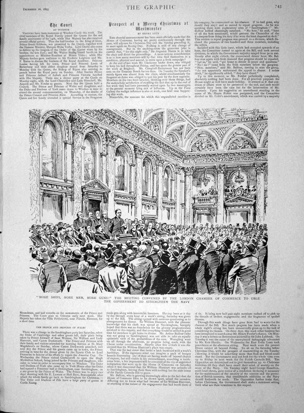 Old Antique Print 1893 London Chamber Commerce War Brazil Janeiro Racer 19th