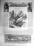 Original Old Antique Print 1893 War Matabele Laager Buluwayo King Bengula Khama