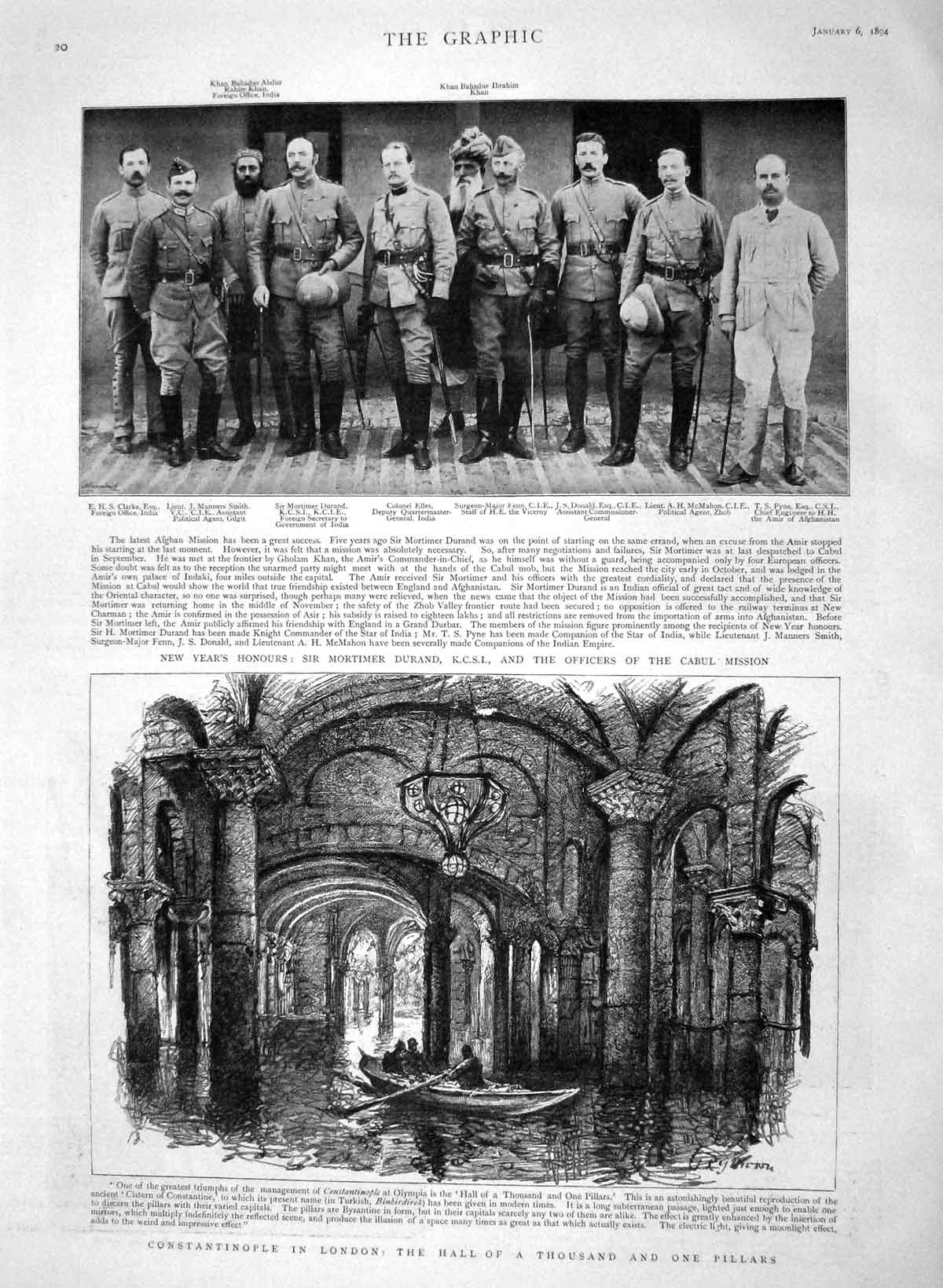 Original Old Antique Print 1894 Hall Thousand Pillars London Durans Fenn Smith