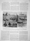 Original Old Antique Print 1894 Yachting Australia Sydney Harbour Era Iolanthe