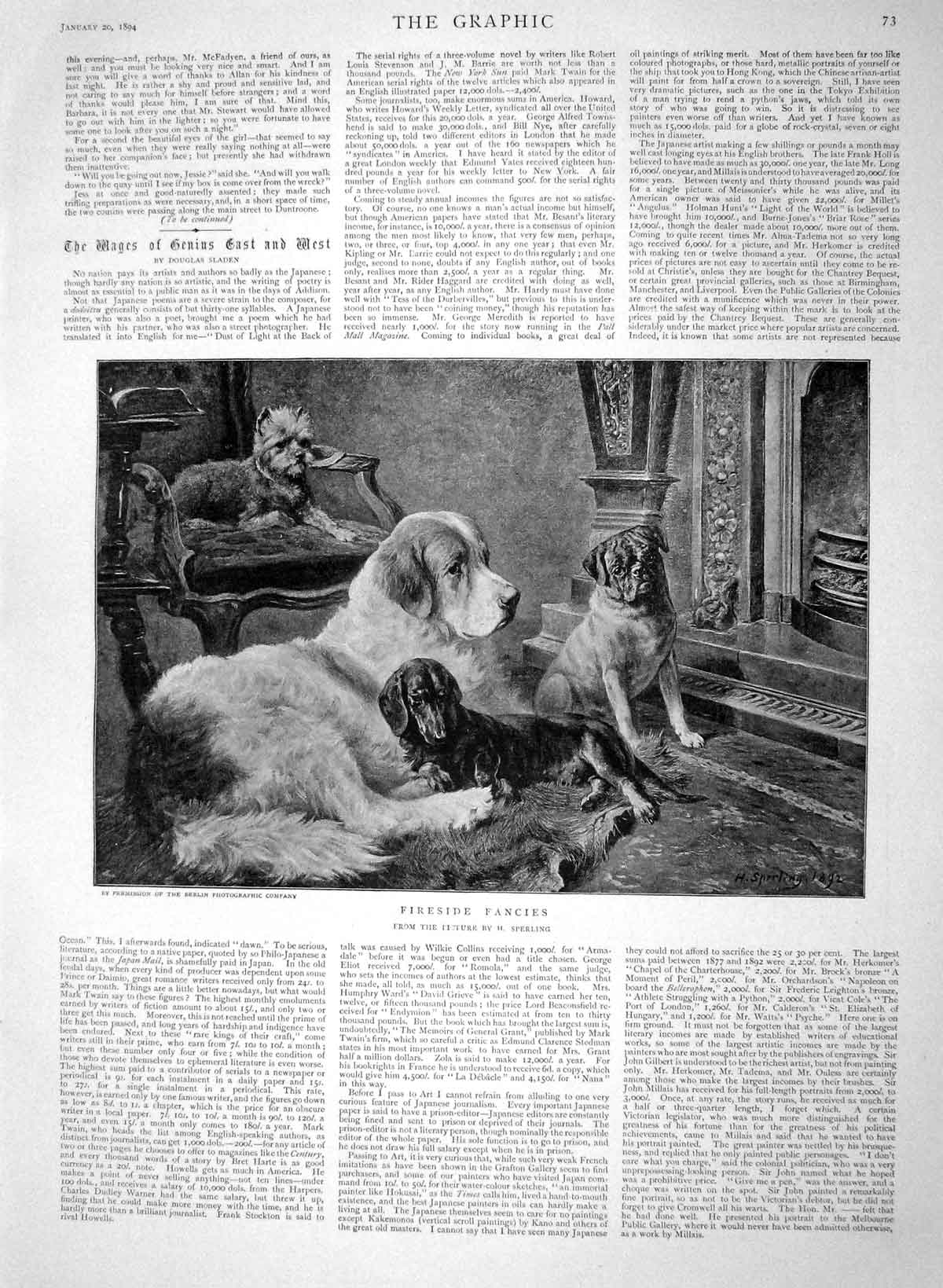 Original Old Antique Print 1894 Fireside Dogs Waitomo Mairs Cavern New Zealand
