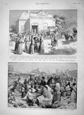 Old Antique Print 1894 Women Suffrage New Zealand Rosario Railway Troops 19th