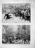 Old Antique Print 1894 Riot Sicily Stoning Priest Gibellina Castelvetrano 19th