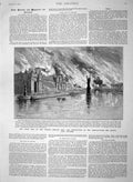 Original Old Antique Print 1894 Fire Chicago Liberal Arts Building Pipys Pyhong