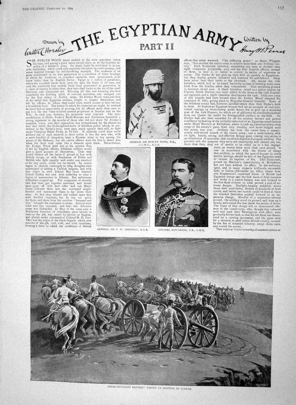 Original Old Antique Print 1894 Egypt Army Abdin Barracks Cairo Siers Nile 19th