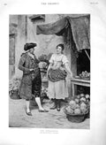 Old Antique Print 1894 Connoisseur Street Market Seller Fruit Vegetables 19th