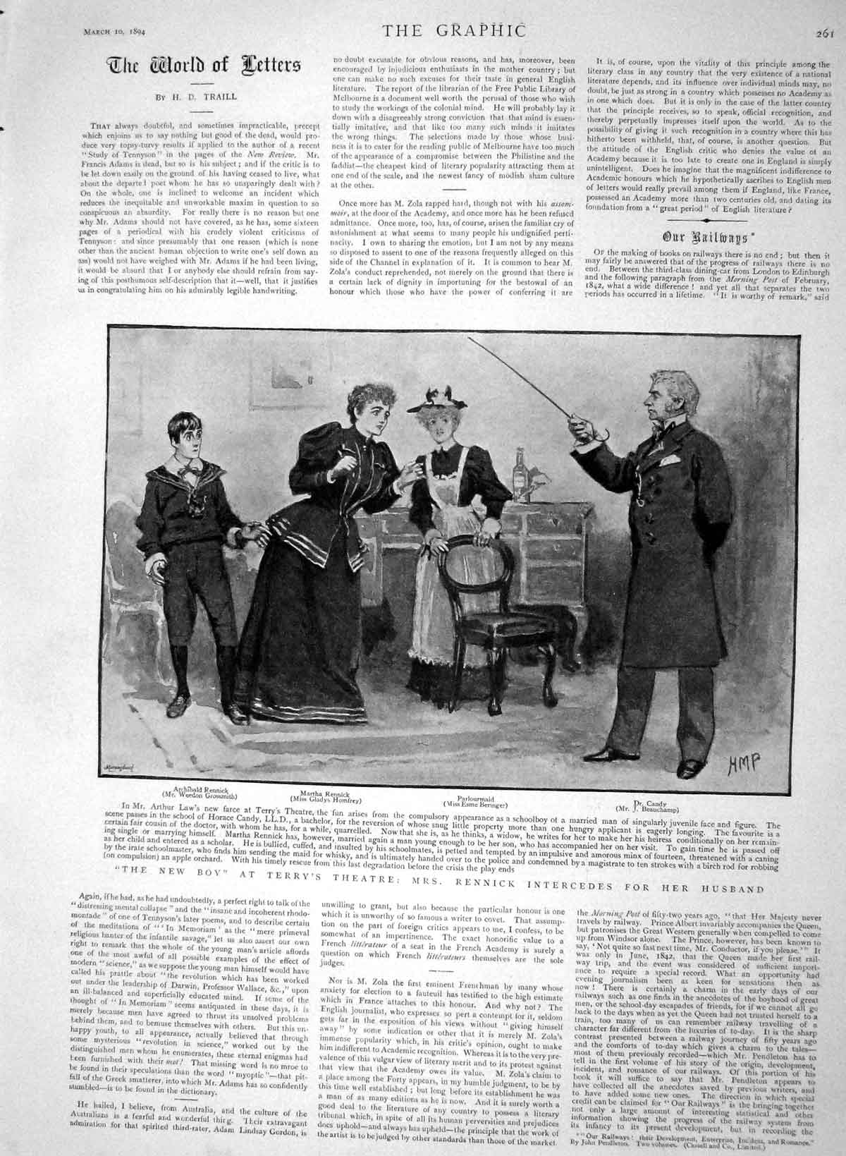Old Antique Print 1894 Terry'S Theatre Beauchamp Grossmith Homfrey Esme 19th