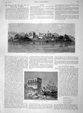 Original Old Antique Print 1894 Ruins Philae Hypaethral Temple Australia Gordon