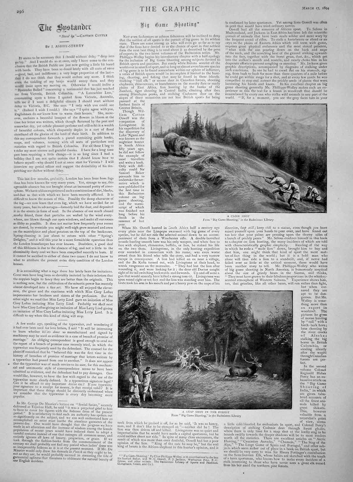 Original Old Antique Print 1894 Game Shooting Hunting Forest Badminton Library