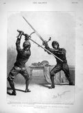 Original Old Antique Print 1894 Swordmanship Exercise Double-Handed Swor 19th