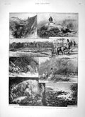 Original Old Antique Print 1894 Uganda Bridge Lumbwa Cave Elgon Nyanza Kinugu