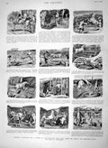 Original Old Antique Print 1894 Runnaway Horse Garden Greenhouse Comedy Scene