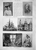 Old Antique Print 1894 Margot Tennant Asquith Ship Chicago Palace Rajah 19th