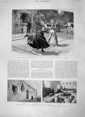 Old Antique Print 1894 Shell Magazine Ras-El-Teen Forts Egypt Tennis War 19th