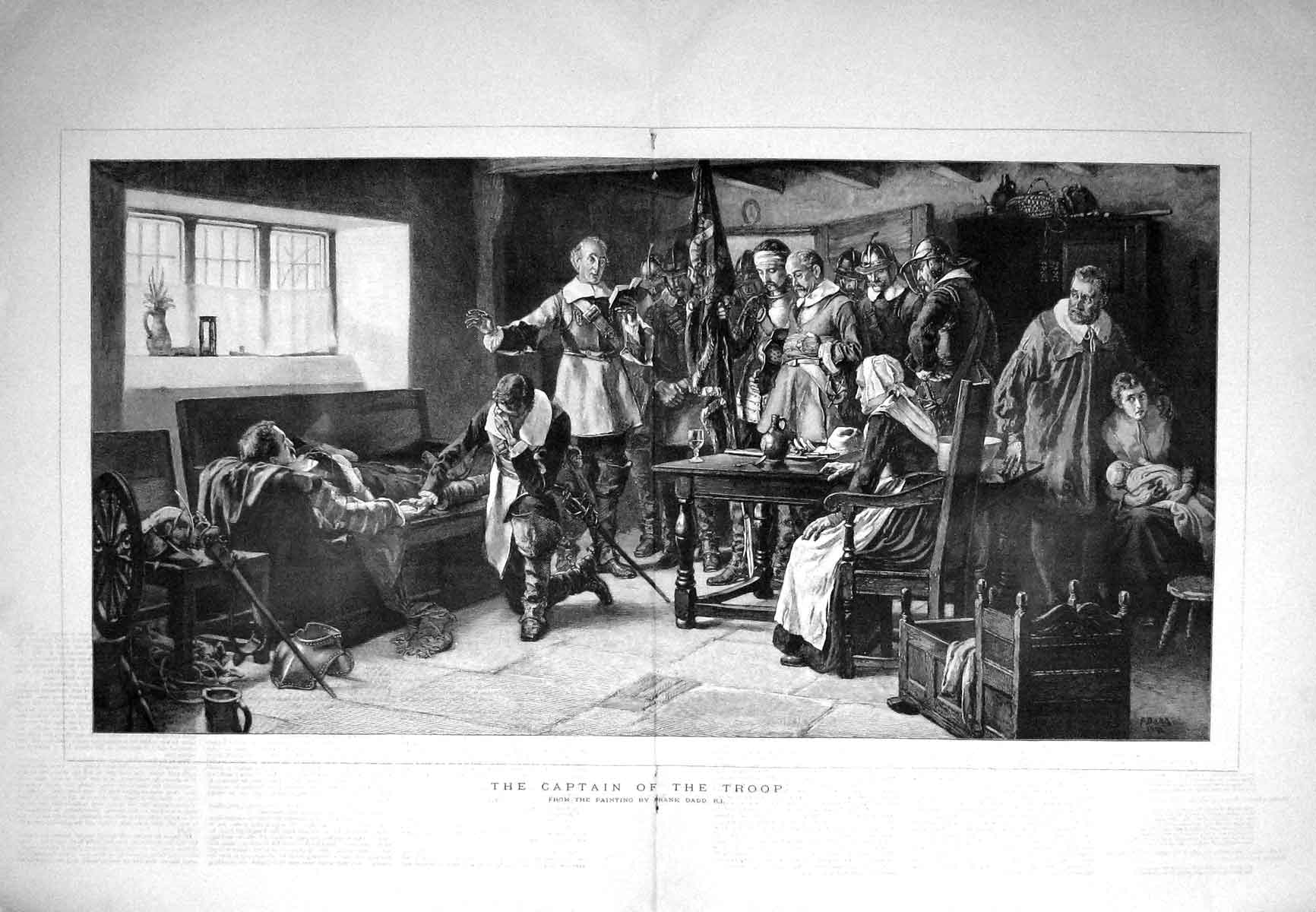 Old Antique Print 1894 Men Meeting In The Hands Philistines Frank Dadd 19th