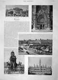 Old Antique Print 1894 Vienna Parliament Kalte Rinne Hofburg Schonbrunn 19th