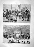 Original Old Antique Print 1894 Levee Horse Guards Funeral Duchess Michaelovna