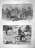 Old Antique Print 1894 Prince Bismarck Friedrichsruh Major Young Cycling 19th