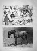 Original Old Antique Print 1894 Earl Roseberry Colt Horse Ladas Dawson Ch 19th