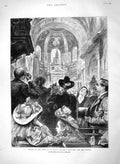 Original Old Antique Print 1894 Visitors Choir St. Paul'S Cathedral Mosaics
