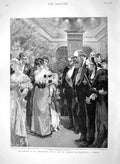 Original Old Antique Print 1894 Marquis Salisbury Constitutional Club Reception