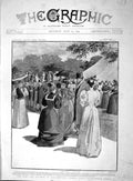 Original Old Antique Print 1894 Duke Duchess Saxe-Coburg Garden Party Clarence