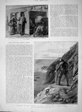Original Old Antique Print 1894 Channel Islands Guernsey Herm Grapes Gouffre