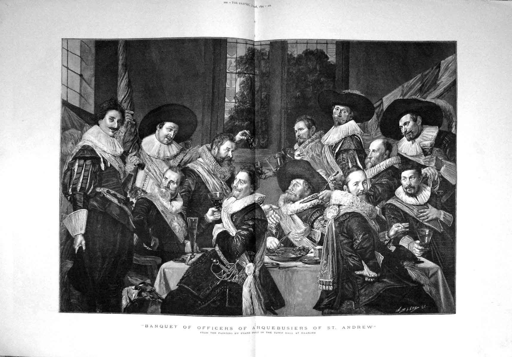 Old Antique Print 1894 Banquet Officers Arquebusiers St. Andrew Haarlem 0 19th