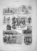 Original Old Antique Print 1894 Corea Day'S Shooting Hunting River War Officers