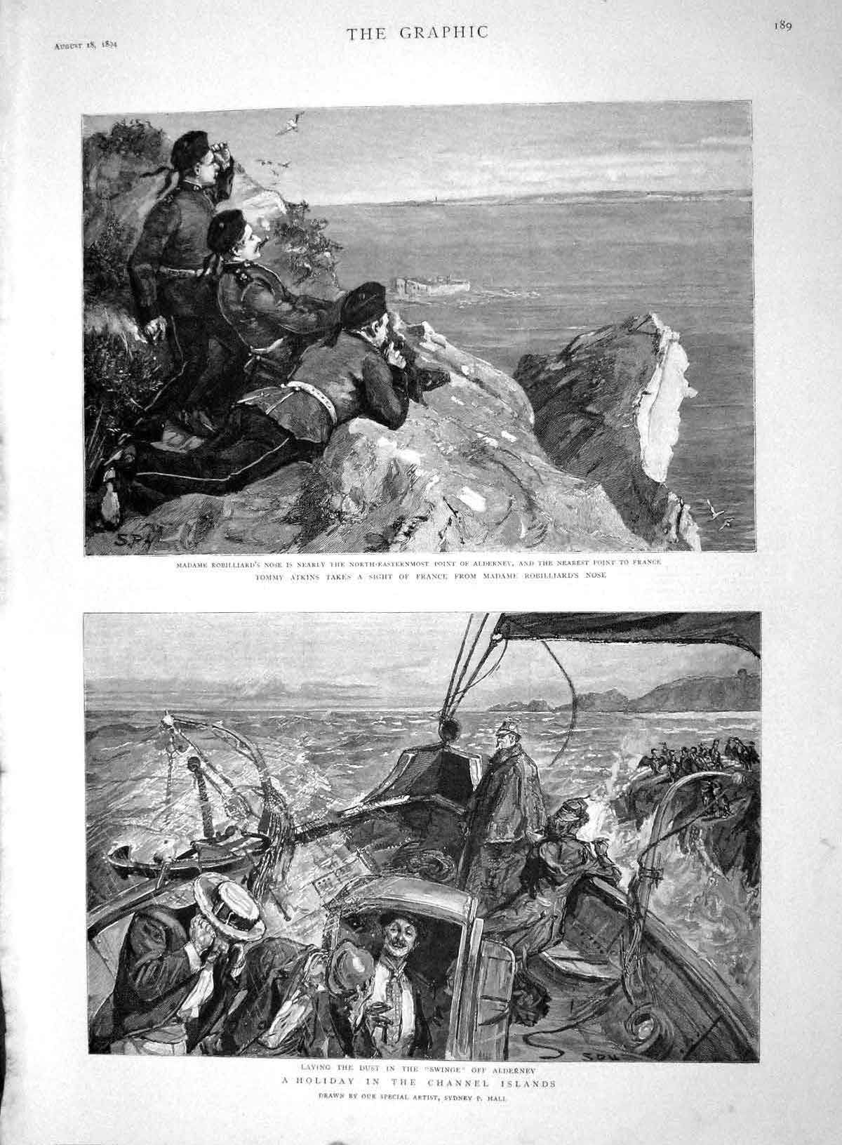 Original Old Antique Print 1894 Tommy Atkins Madame Robilliard Nose Aldern 19th
