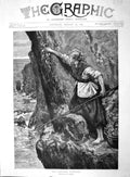 Old Antique Print 1894 Samphire Gatherer Young Woman Sea Cliffs Fine Art 19th